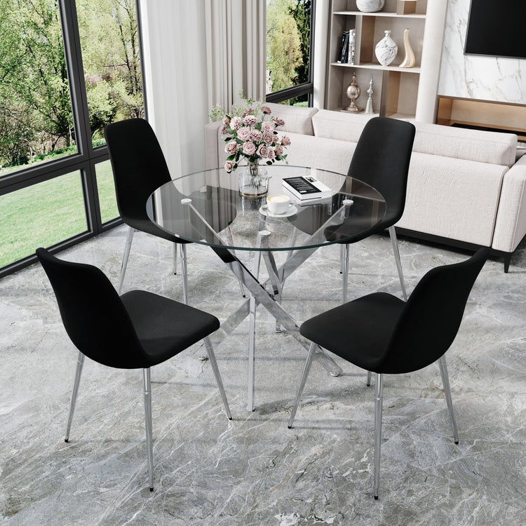 36" Round Glass Dining Table Set for 4 (5 Count)