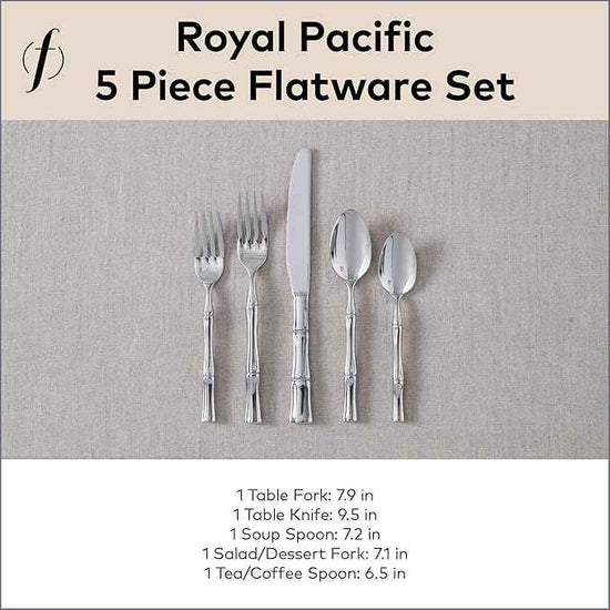 FORTESSA Royal Pacific 18/10 Stainless Steel Flatware, 5 Piece Place Setting With Table Knife, Forks and Spoons (Service For 1), Dishwasher Safe, Polished