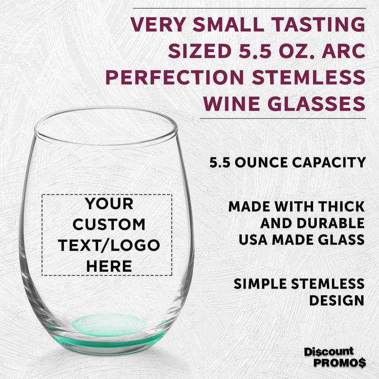 Custom Stemless Wine Glasses by ARC 5.5 oz Set of 12 (100 Count)
