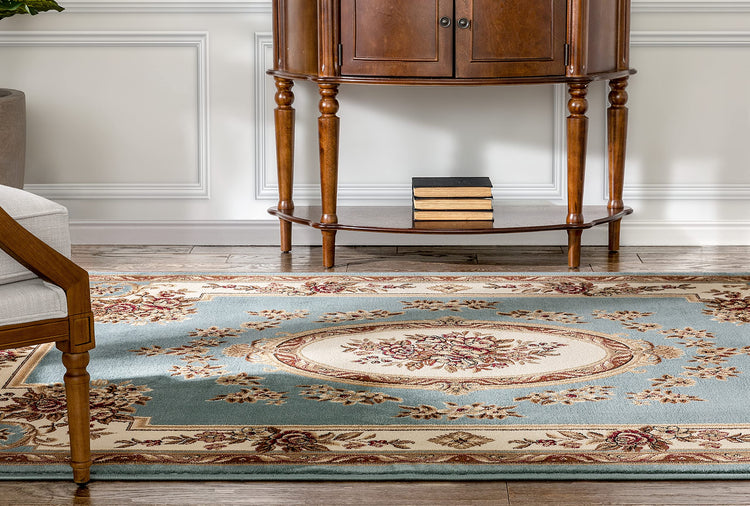 Timeless Collection Le Petit Palais Light Blue 6x9 Luxurious Traditional French Medallion Oriental Area Rug Perfect for Living Room Bedroom or Dining Room Easy