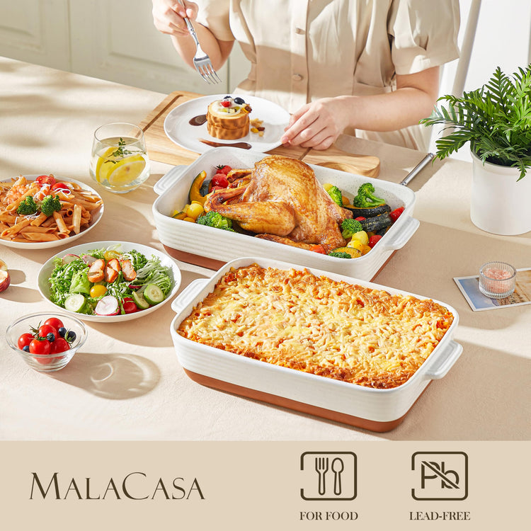 Large 9x13 Ceramic Baking Dish with Handles