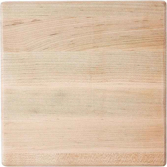 John Boos B Series Square Wooden Maple Cutting Board 9”x9” – 1.5” Thick, 3.7-lb Non-Reversible Butcher Block with Wood Bun Feet & Edge-Grain
