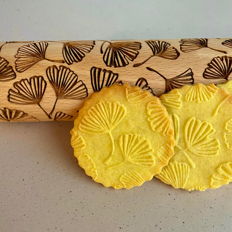Embossing Rolling Pin GINKGO with Ginkgo Biloba Leaves Pattern