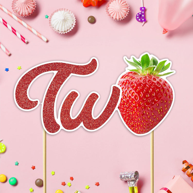 Real Strawberry Two Cake Topper