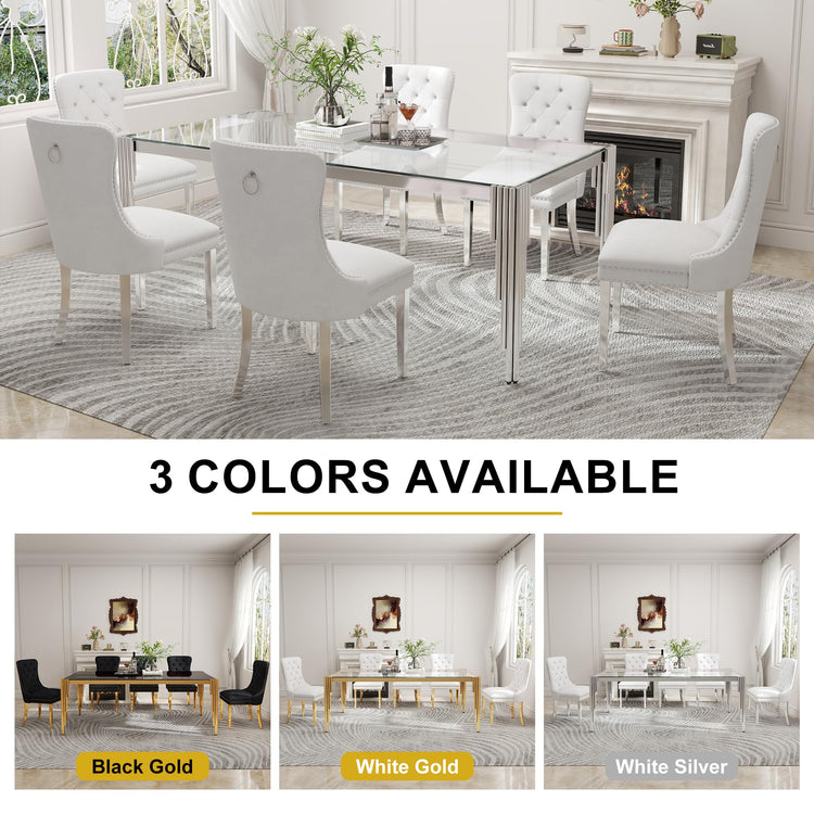 78'' Modern Glass Dining Table for 6
