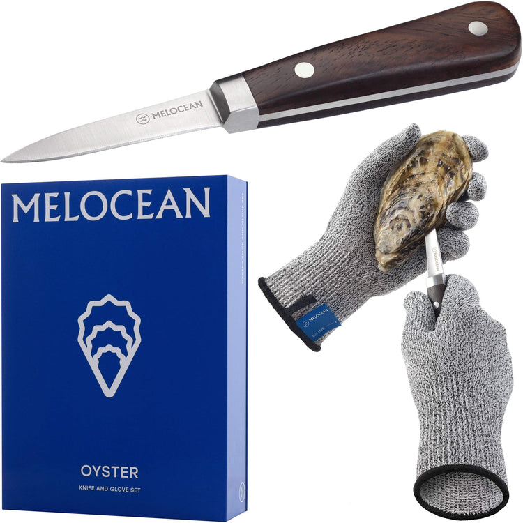 Professional Oyster Shucking Knife and Gloves Set in Gift Box
