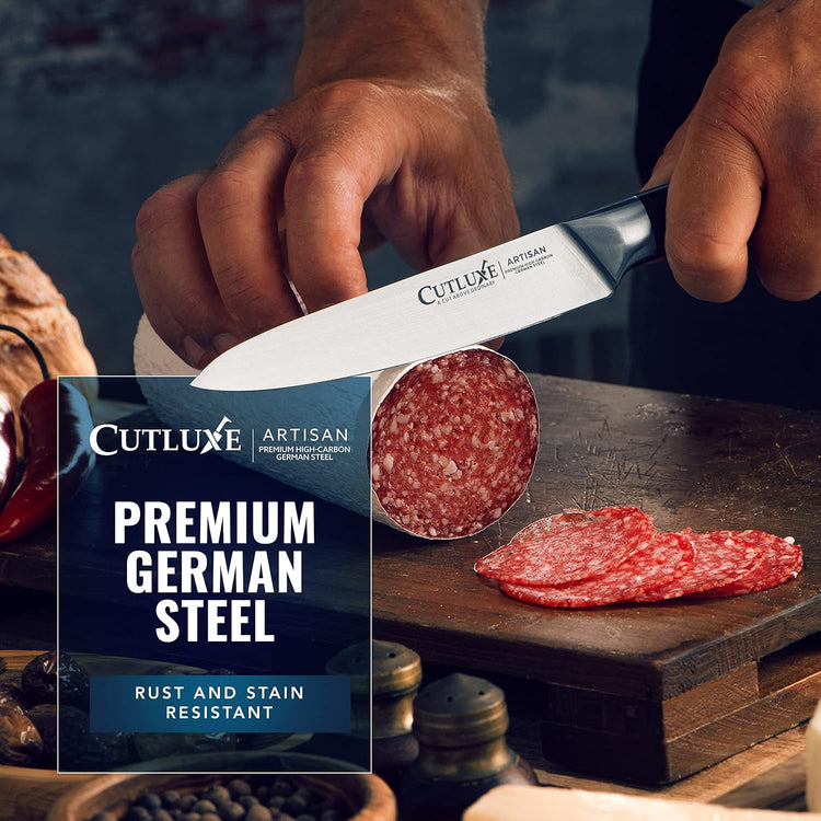 Cutluxe Chef Knife Set, 3 PCS Professional Chef's Knife Set – Razor Sharp German Steel, Full Tang, Ergonomic Handles - Artisan Series