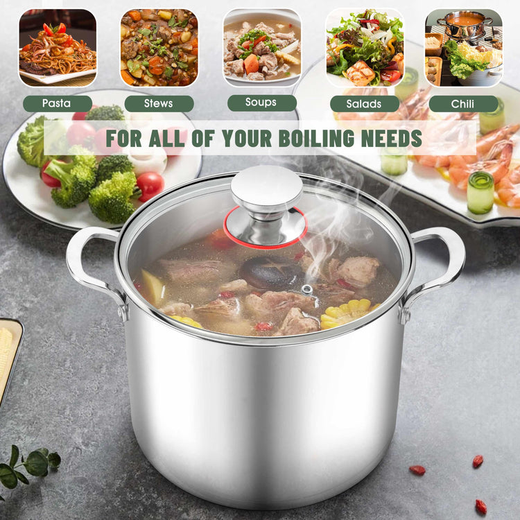 12 Quart 18 10 Stainless Steel Stock Pot with Lid
