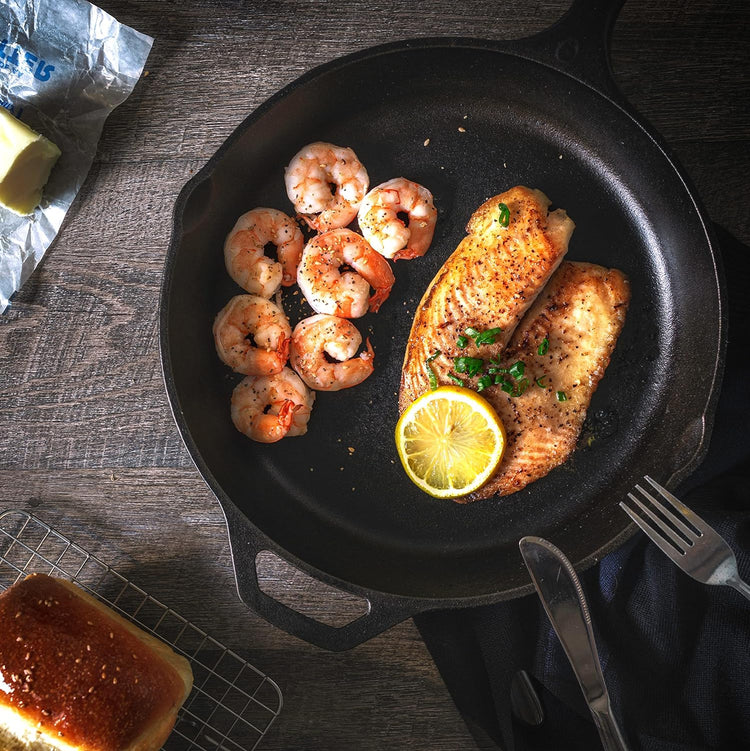 Utopia Kitchen Saute Frying Pan 12 Inch, Cast Iron Chefs Pan, Pre Seasoned Cast iron Skillet With Lid, Safe Grill Cookware for Indoor & Outdoor Use, Black - Nestoria