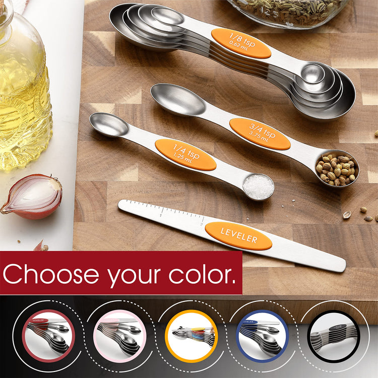 Stainless Steel Magnetic Measuring Spoons Set of 8