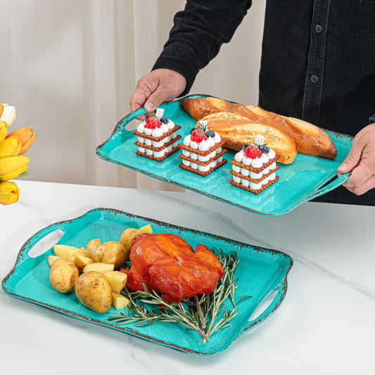 Large Farmhouse Melamine Serving Platters (2 Count)