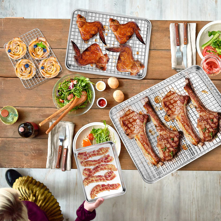 16 + 12.5 + 9 Inch Baking Sheet Pan and Cooking Rack