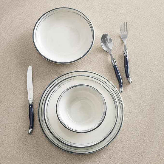 French Home 12-Piece Dinnerware Set – Water's Edge Porcelain Plates and Bowls – Elegant, Lead-Free Stoneware Set for Everyday Use