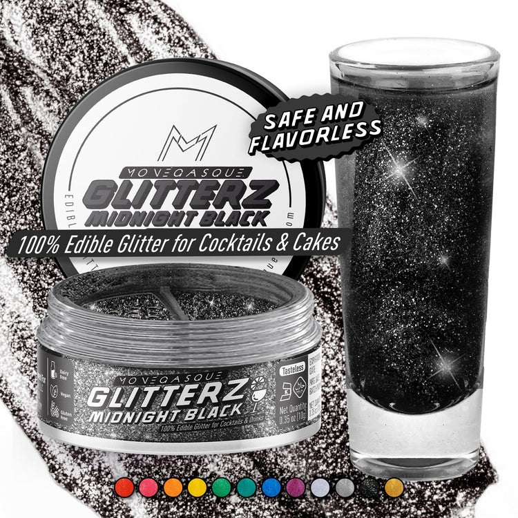 Midnight Black Edible Glitter for Drinks & Cakes