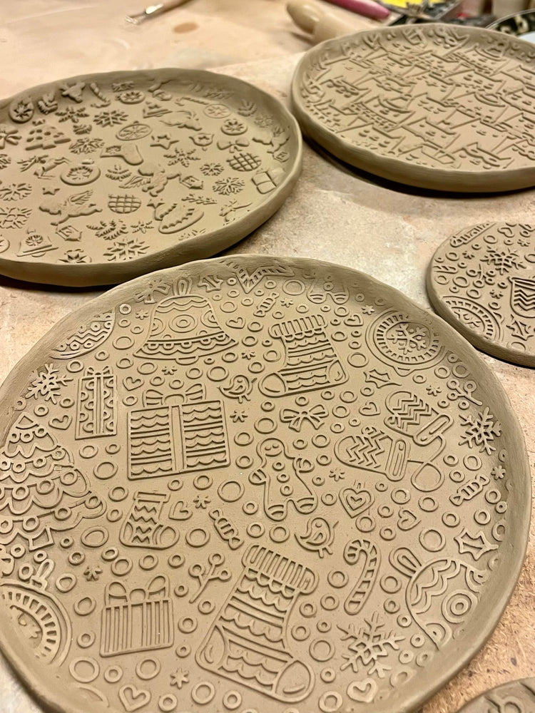CHRISTMAS FEST 3 Mini Embossed Rolling Pin Set. Wooden Laser Engraved Textured rolling pins for Cookies