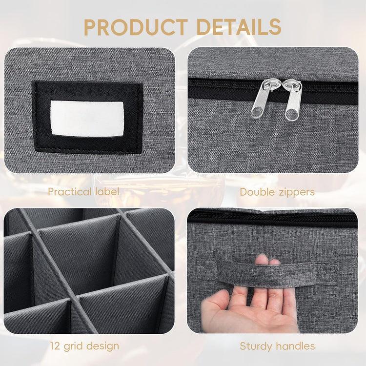 Wine Glass Storage Box with Dividers