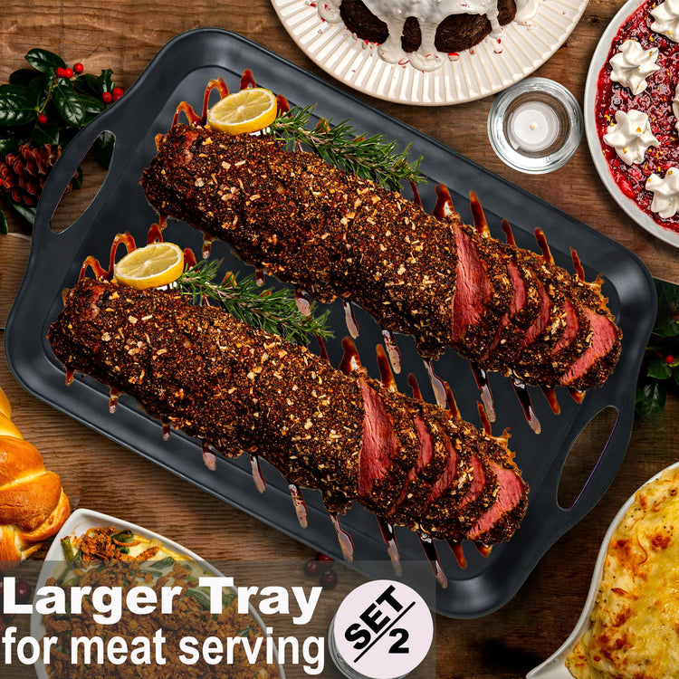 20x13 inch Extra Large Serving Tray with Handles (2 Count)