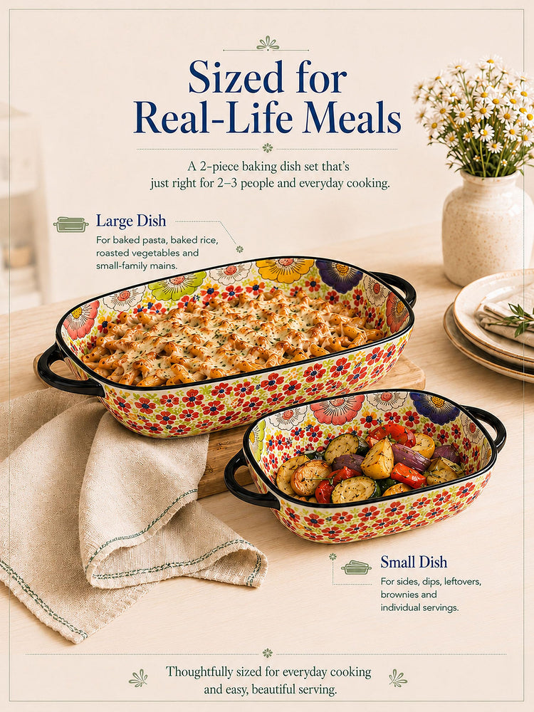 2 Piece Polish Pottery Style Ceramic Baking Dish Set (2 Count)