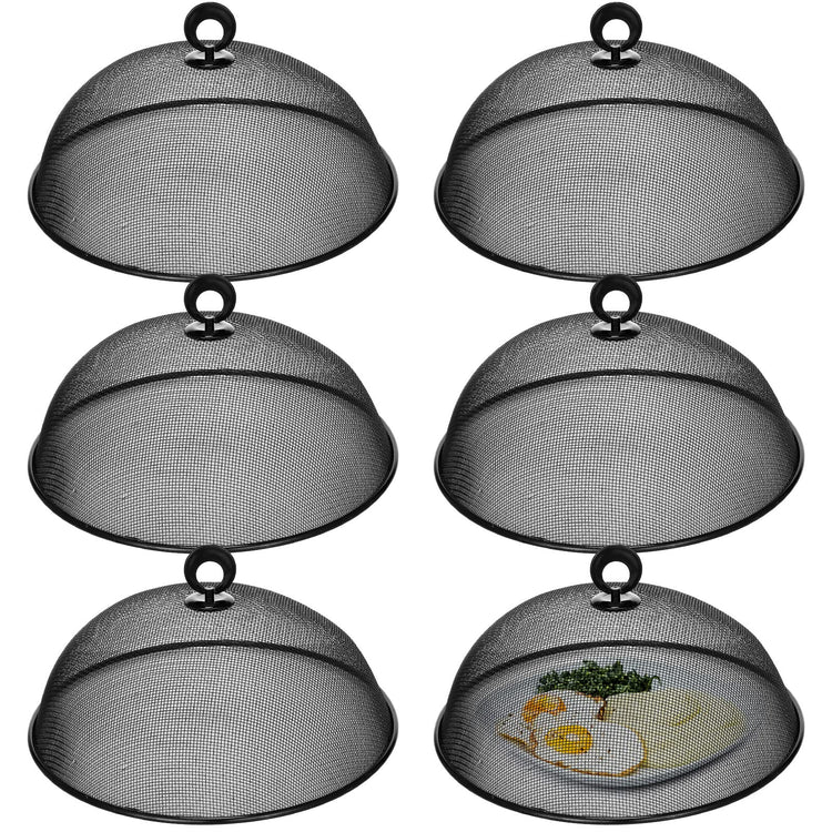 6 Pcs Metal Mesh Food Cover Outdoor Mesh Food Tents Dome Screen Plate Covers for Dinner Plates Reusable Fruit Fly Nets Picnic Umbrella for Table