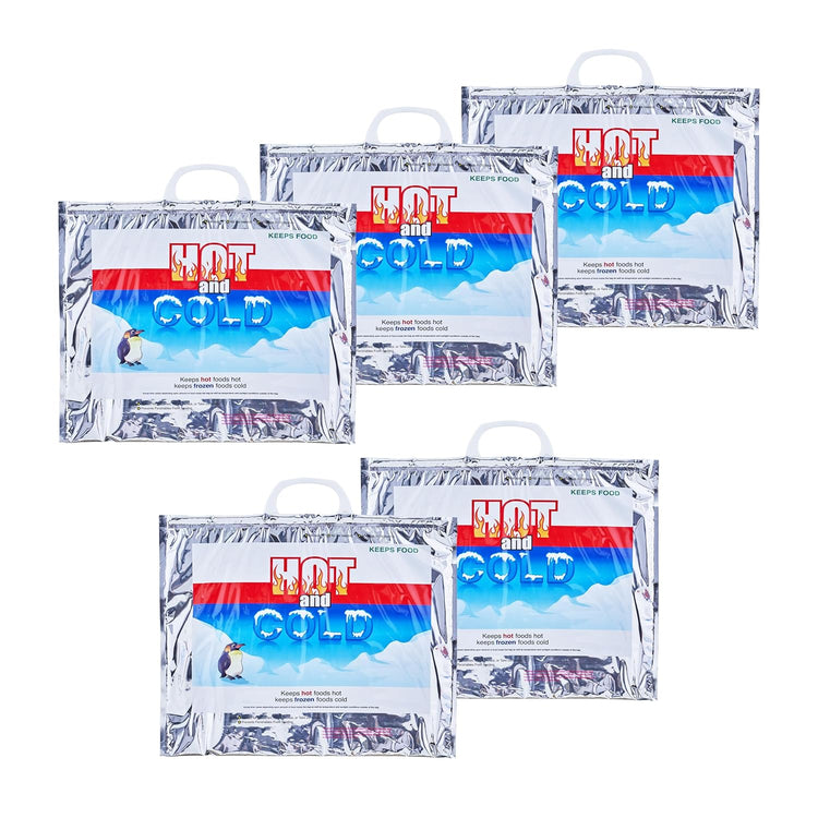 Superio Hot and Cold Insulated Bags for Food Delivery, Grocery Shopping Bags, Food Storage for Hot and Frozen Food for Travel, Disposable Cooler Bag, Reinforced Thermal Lunch Bag (5, 15.5"x13")