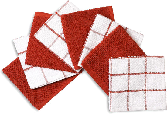AMOUR INFINI Cotton Kitchen Dish Cloths Set of 8 – Highly Absorbent, Super Soft Premium Terry Cleaning Cloth (12"x12" Inch) Premium Dishcloths for Washing Dishes (Rust) - Nestoria