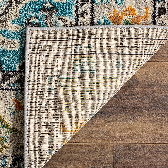 SAFAVIEH Monaco Collection Runner Rug - 2'2" x 8', Grey & Light Blue, Non-Shedding & Easy to Clean, Distressed Medallion Design, Ideal for Hallway, Foyer, Entryway, Kitchen, Bedroom (MNC243G)