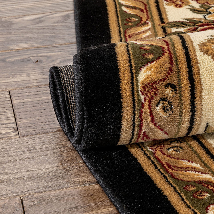 Pastoral Medallion Black French European Formal Traditional 2x7 (15.84 Sq Ft)