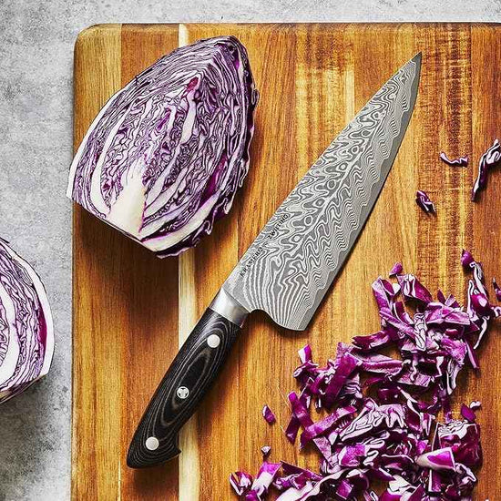 HENCKELS 8-inch Chef's Knife, Premium Quality, German Engineered, Informed by 100+ Years of Mastery, Stainless Steel, Dishwasher Safe, Black/Brown