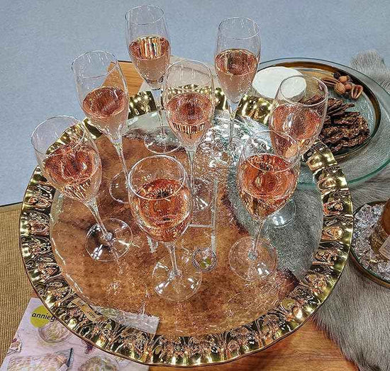 Annieglass Ruffle 20 Inch Giant Round Platter with 24k Gold, Timeless Glass Tableware for all Occasions, Made in the USA