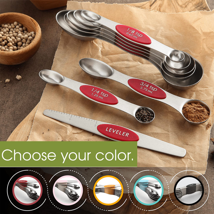 Stainless Steel Magnetic Measuring Spoons Set of 8
