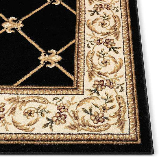 Well Woven Timeless Collection Fleur De Lis Black 2x4 Mat Luxurious Traditional French Aubusson Oriental Area Rug Perfect for Living Room Bedroom or Dining Room Easy-to-Clean Durable Design