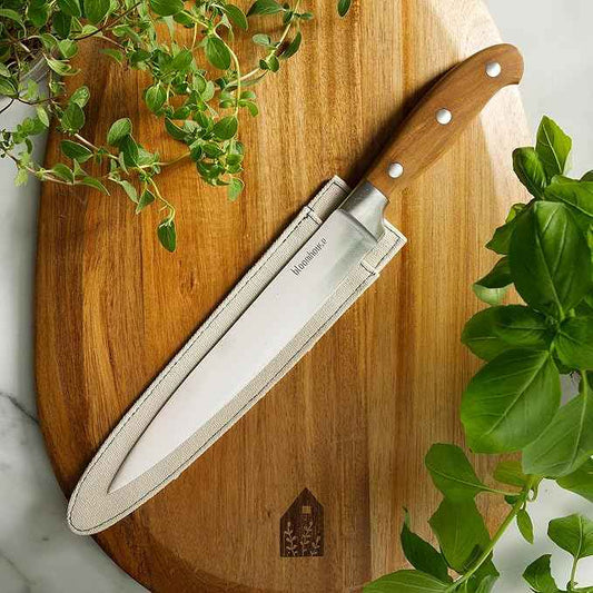 Bloomhouse 8-Inch Slicing Knife – German Stainless Steel Carving Blade with Forged Italian Olive Wood Handle, Full Tang Knife for Meat, Roasts & BBQ
