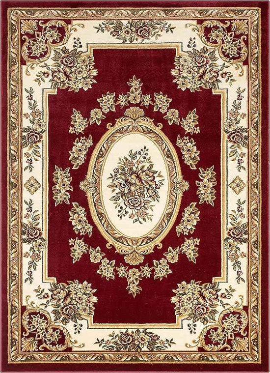 Well Woven Pastoral Medallion Red French European Formal Traditional Area Rug (7'10" x 10'6") Contemporary Floral Thick Soft Plush Living Dining Room Rug