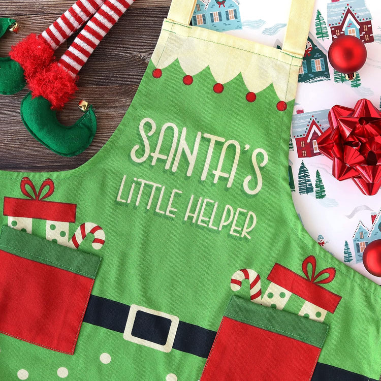 Lavley Christmas Baking Aprons - Funny kitchen gift for men, women and kids - 100% cotton adjustable apron for holiday bakers