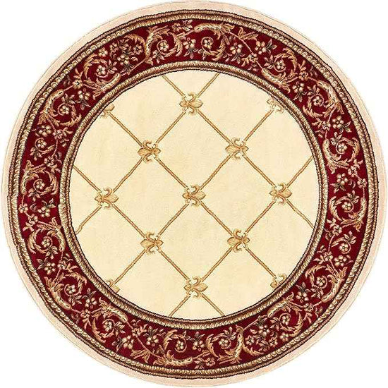 Well Woven Timeless Collection Fleur De Lis Ivory 5' Foot Round Luxurious Traditional French Aubusson Oriental Area Rug Perfect for Living Room Bedroom or Dining Room Easy-to-Clean Durable Design
