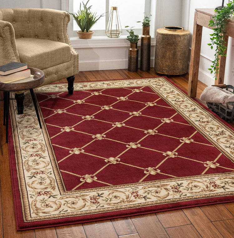 Patrician Trellis Red French European Formal Traditional 5X7