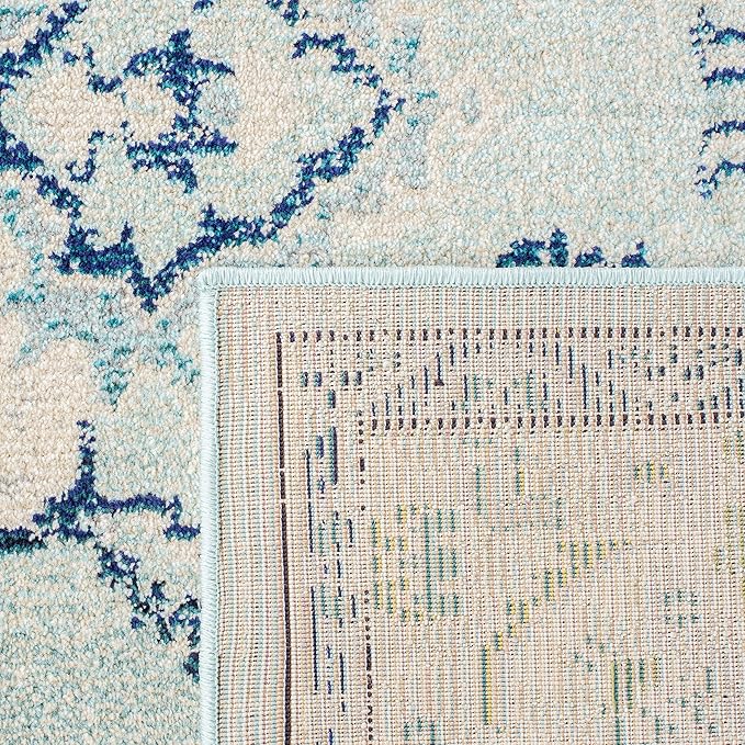 SAFAVIEH Monaco Collection Runner Rug - 2'2" x 6', Light Blue & Ivory, Non-Shedding & Easy Care, Ideal for High Traffic Areas in Living Room, Hallway, Foyer, Bedroom (MNC243K-26)