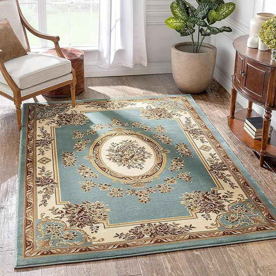 Well Woven Timeless Collection Le Petit Palais Light Blue 11x15 Luxurious Traditional French Medallion Oriental Area Rug Perfect for Living Room Bedroom or Dining Room Easy-to-Clean Durable Design