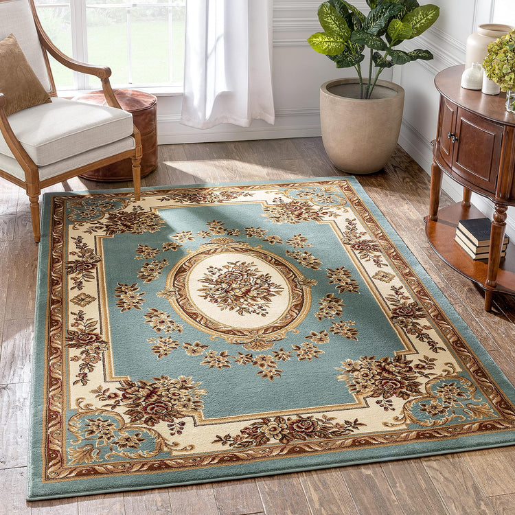 Timeless Collection Le Petit Palais Light Blue 6x9 Luxurious Traditional French Medallion Oriental Area Rug Perfect for Living Room Bedroom or Dining Room Easy
