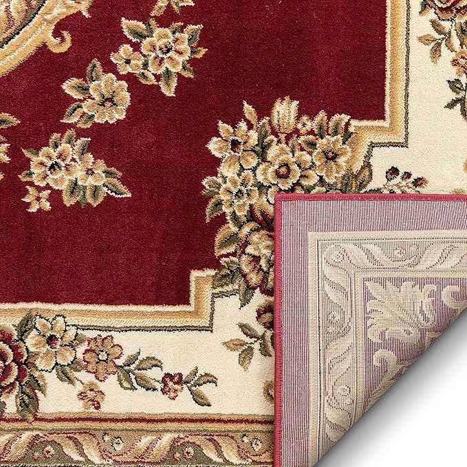 Pastoral Medallion Red French European Formal Traditional 2x7 (2'3" X 7'3") Runner Rug Stain/Fade Resistant Contemporary Floral Thick Soft Plush Hallway Entryway Living Dining Room Area Rug