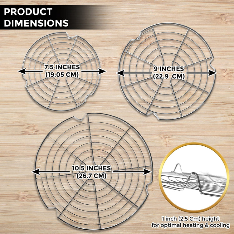 Round Cooling Rack Stainless Steel Steamer Rack Set of 3