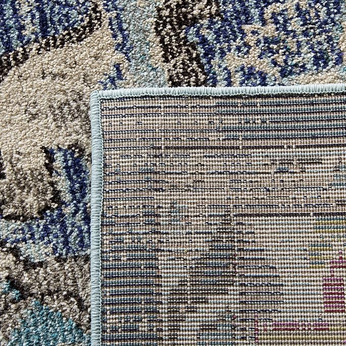 SAFAVIEH Monaco Collection Runner Rug - 2'2" x 12', Navy & Light Blue, Non-Shedding & Easy to Clean, Distressed Medallion Design, Ideal for Hallway, Foyer, Entryway, Kitchen, Bedroom (MNC243N)