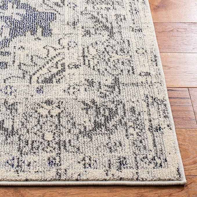 SAFAVIEH Monaco Collection Area Rug - 3' x 5', Ivory & Grey, Non-Shedding & Easy to Clean, Distressed Medallion Design, Ideal for Living Room, Bedroom, Dining Space (MNC243B)
