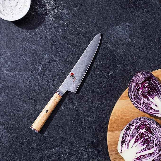 Miyabi Birchwood SG2 Japanese Prep Knife, 5.5-inch, Precision Kitchen Knife, Karelian Birch Handle, 100-layer flower Damascus pattern, Handcrafted in Seki, Japan