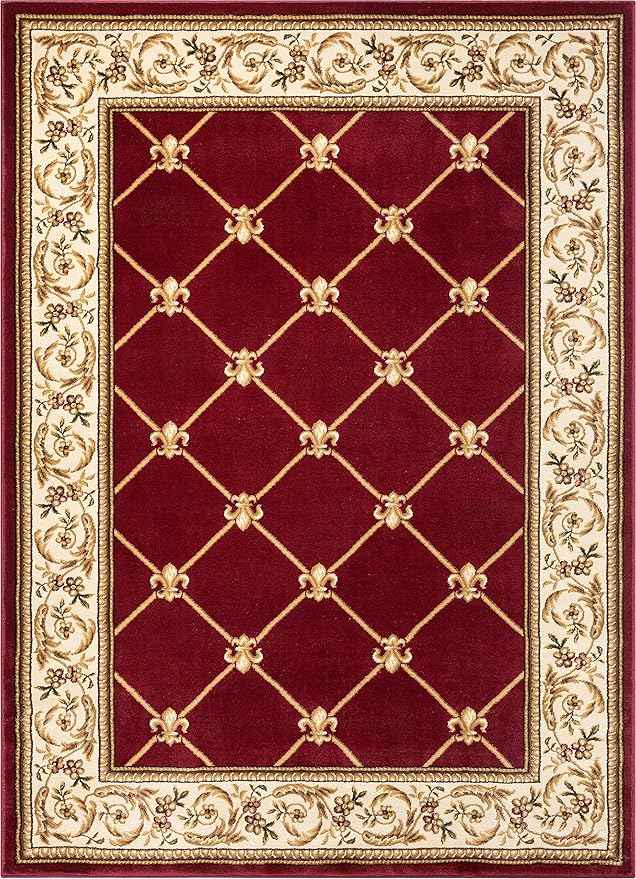 Patrician Trellis Red French European Formal Traditional 5X7 (5'3" X 7'3") Area Rug Easy To Clean Stain/Fade Resistant Shed Free Modern Contemporary Floral Thick Soft Plush Living Dining Room Rug