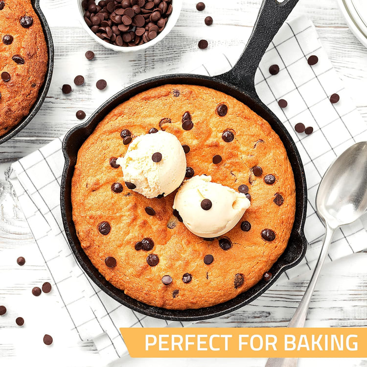 Utopia Kitchen Cast iron Skillets 3 Piece Set, Chefs Pan, Pre Seasoned Cast iron Skillets, 6, 8 & 10 Inches, Easy Use in the Oven, Stove, Grill, or Campfire, Black - Nestoria