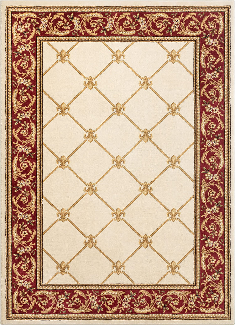 Timeless Collection Fleur De Lis Ivory 6x9 Luxurious Traditional French Aubusson Oriental Area Rug Perfect for Living Room Bedroom or Dining Room Easy (60.895 Sq Ft)