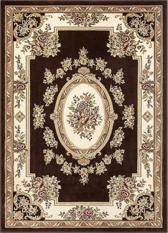 Pastoral Medallion Brown French (7'10'' x 10'6") Area Rug European Floral Formal Traditional Area Rug Easy Clean Shed Free Modern Classic Contemporary Thick Soft Plush Living Dining Room Rug