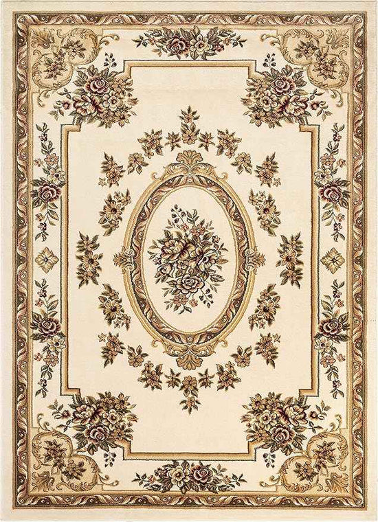 Pastoral Medallion Ivory French European Formal Traditional (7'10" x 10'6") Area Rug Easy to Clean Stain Fade Resistant Shed Free Contemporary Floral Thick Soft Plush Living Dining Room Rug