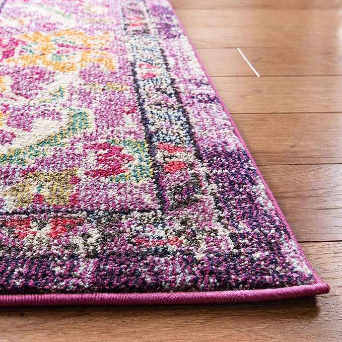 SAFAVIEH Monaco Collection Area Rug - 2'2" x 4', Violet & Fuchsia, Non-Shedding & Easy to Clean, Distressed Medallion Design, Ideal for Front Door, Kitchen, Entryway, Accent Space (MNC243P)